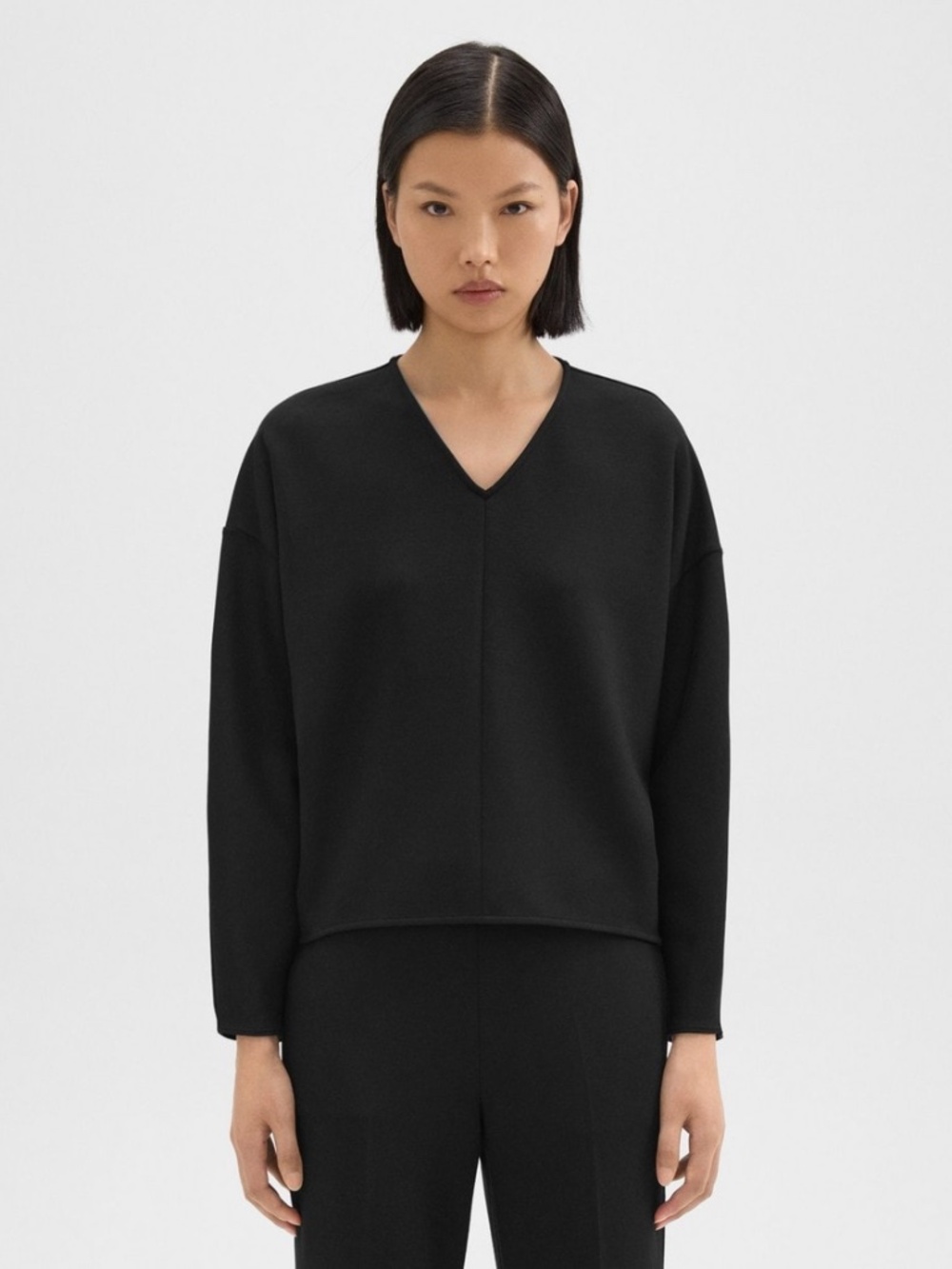Like New [Theory] Sculpted Knit Batwing High Low V Neck Sweatshirt Top | Medium